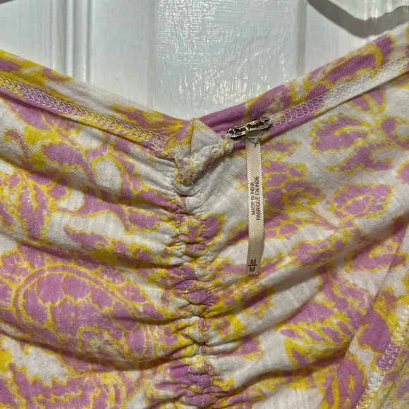 Free People Ruched Blouse - Pink and Yellow - Picture 2 of 4